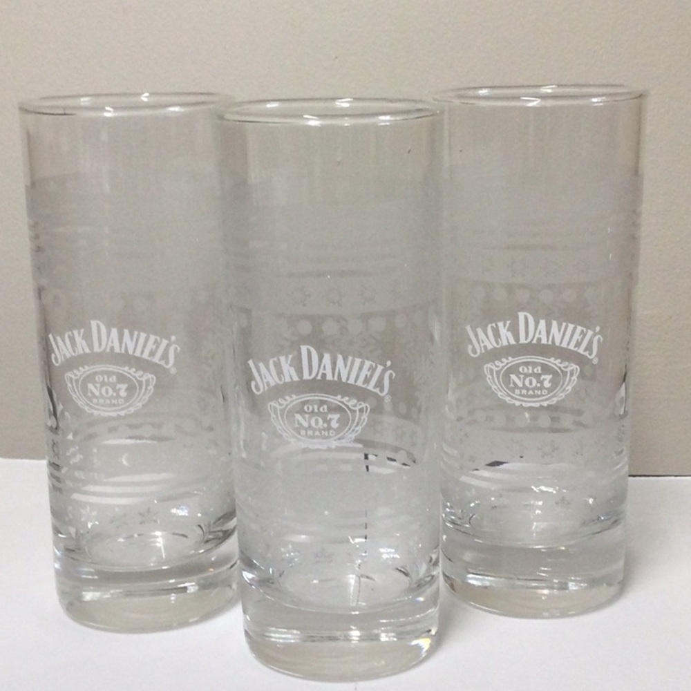 New 3 Tall Jack Daniels Whiskey Glasses